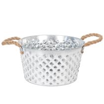 Artikel Zinkschale rund Metall Ø22cm H12cm mit Seilgriffen für Dekoration