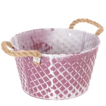 Artikel Zinkschale mit Rautenmuster und Seilgriffen Ø24,5cm H14cm Violett-Weiss