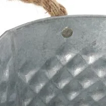 Artikel Zinkschale oval gross mit Rautenmuster 31x20x15cm silber-weiss für Pflanzen und Dekoration