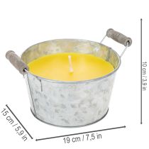 Artikel Citronella-Kerze im Zinkeimer mit Holzgriffen, 15 cm, Gelb, für Outdoor