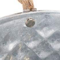 Artikel Zinkschale oval mit Seilgriffen 23x12x10.5cm silber-weiss dekorativ