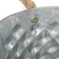 Artikel Zinkschale oval mit Rautenmuster und Seilgriffen 27x17,5x12 cm für Innen- und Aussenbereich