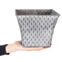 Artikel Zinktopf quadratisch mit Rautenmuster 15cm Grau für Innenbereich