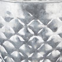 Artikel Zinktopf mit Seilgriffen, verzinkt, Ø14,5cm H13cm, Rautenmuster, Silber/Weiss