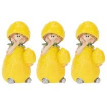 Artikel Zitronenkind Dekofiguren Polyresin Gelb 9 cm 3er-Set für Wohnräume und Balkon