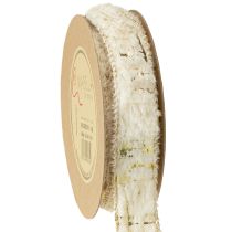 Artikel Band mit Fell Dekoband Creme Gold Kunstfell 25mm 15m