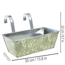 Artikel Blumenkasten Metall mit Halterung Grün 35x15x13cm für Balkongeländer