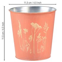 Artikel Blumentopf Metall Apricot Ø11,5cm H11,5cm mit Blumenmuster für Innen