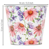Artikel Übertopf aus Metall mit Blumenmotiv Ø14cm H12,5cm für innen und aussen