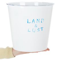 Artikel Blumentopf aus Metall Weiss Blau Ø22×H21cm für Innen- und Aussenbereich