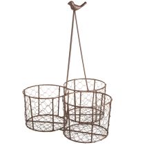 Artikel Blumentopf-Set Ø30cm mit Gitterkorb aus Metall und Keramik, Rostbraun