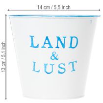 Artikel Metall Übertopf Weiss Blau Ø14×H13cm Land & Lust Retro Design