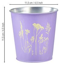 Artikel Blumentopf Metall Übertopf Lila Ø11,5cm H11,5cm mit Blumenmotiv
