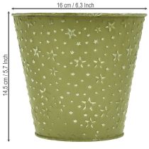 Artikel Blumentopf Metall Ø16cm Grün-Silber mit Sternen für Innenbereich