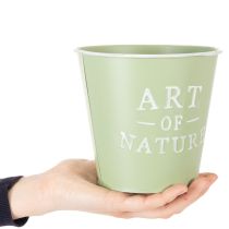 Artikel Blumentopf Zink mintgrün Ø15cm H13,5cm mit Aufschrift „Art of Nature“ für Innen- und Aussenbereiche
