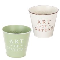Artikel Blumentopf Metall Zink Ø15cm H13,5cm Creme, Altrosa, Mintgrün – Für Innen- und Aussenbereich