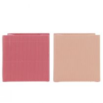 Artikel Blumenübertopf aus geripptem Papier 12x12cm in Pink und Lachs, 6 Stück