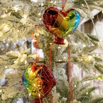 Artikel Glas-Christbaumschmuck in Herz- und Lippenform, Regenbogenfarben, 11,5 bis 12,5 cm