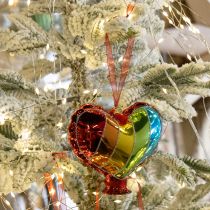 Artikel Glas-Christbaumschmuck in Herz- und Lippenform, Regenbogenfarben, 11,5 bis 12,5 cm