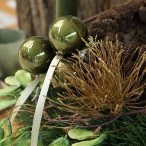 Artikel Christbaumkugeln Glas 2er-Set glänzend in Oliv & Sandfarben mit Aufhänger 5cm 24St