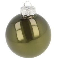 Artikel Christbaumkugeln Glas glänzend Oliv & Silbergrau 5 cm 24-teilig