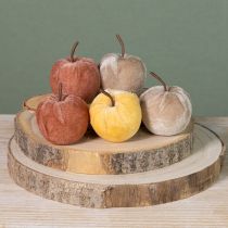 Artikel Deko Äpfel aus Samt, Stoff, Braun und Gelb, Ø5cm, H6cm, 12 Stück