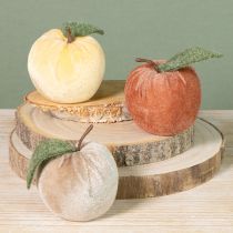 Artikel Deko-Apfel aus Samt mit Filzblatt Braun/Gelb Ø 7,5 cm H 9 cm 9 Stück