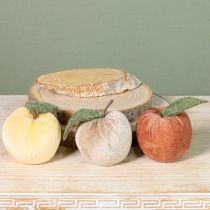 Artikel Deko-Apfel aus Samt mit Filzblatt Braun/Gelb Ø 7,5 cm H 9 cm 9 Stück