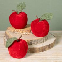 Artikel Dekoapfel aus Stoff mit Filzblatt, Rot, Ø7,5 cm, H9 cm, für Herbstdekorationen, 9 Stück