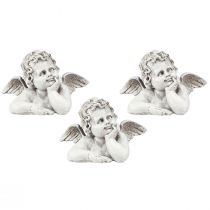 Artikel Deko Engel Figur Polyresin 6 cm Grau-Weiss 3er Set