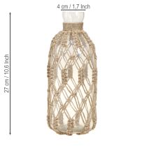 Artikel Deko Flasche Glas Makramee Flaschenvase Ø10cm H27cm