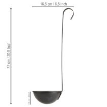 Artikel Deko-Kelle aus Metall, hängende Pflanzschale, Ø16,5 cm, Anthrazit, 2 Stück