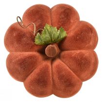 Artikel Beflockter Deko-Kürbis aus Kunststoff – Tischdekoration Herbst, Rotbraun, 20 cm, 2 Stück