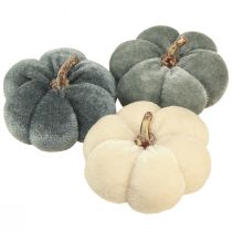 Artikel Deko Kürbisse Stoff Samtig Creme Grau Herbst Ø7cm 9 St