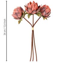 Artikel Deko Protea künstlich Kunstblumen Rotorange 34 cm 3 Stück
