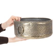 Artikel Deko-Schale aus Metall im Antik-Look Ø37/31cm, Golden, 2er-Set, für Innenräume