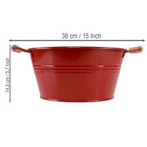 Artikel Deko-Schale mit Griffen aus Metall in Rot Ø29cm H14,5cm – Blumenschale für Pflanzen