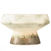 Artikel Deko-Schale aus Keramik mit Sockel, Ø 17 cm, Höhe 10 cm, Creme und Graugrün