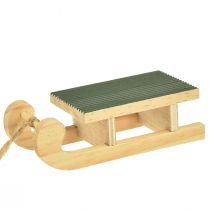 Artikel Deko Holzschlitten zum Hängen 9,5 cm Mintgrün Weiss 6er Set