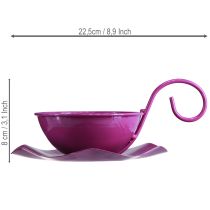 Artikel Deko Teetasse aus Metall mit Unterteller Lila Ø11,5cm H8cm 2er-Set