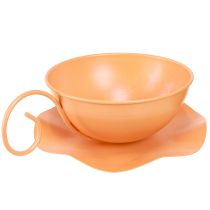 Artikel Deko-Tasse aus Metall Ø16cm H9cm mit Unterteller in Orange, 2 Stück – Innenbereich