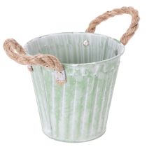 Artikel Deko-Topf aus Metall Ø15cm H13,5cm, 3er-Set Pastell Rosa/Grün/Gelb mit Henkeln