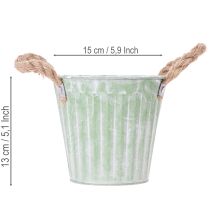 Artikel Deko-Topf aus Metall Ø15cm H13,5cm, 3er-Set Pastell Rosa/Grün/Gelb mit Henkeln