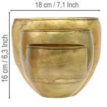 Artikel Deko-Vasen Set aus Metall in Messing-Optik Ø18/15/12,5 cm – 3 Stück