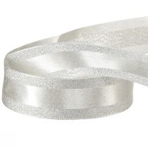 Artikel Dekoband Silber mit Glitter Geschenkband mit Streifen 25mm 20m