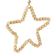 Artikel Dekohänger aus Holzperlen Herz Stern Baum 13cm 6-teilig Natur