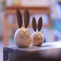 Artikel Deko Hase aus Holz und Metall mit Brille und langen Ohren, 19 cm, 2er-Set