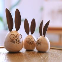 Artikel Deko Hase aus Holz und Metall mit Brille und langen Ohren, 19 cm, 2er-Set