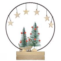 Artikel Dekoring Holz Metall Weihnachten mit Hund und Tannen Ø21cm H25cm