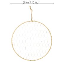 Artikel Dekoring Metall Ø38 cm mit Raffia, Natur und Silber, Hängedeko